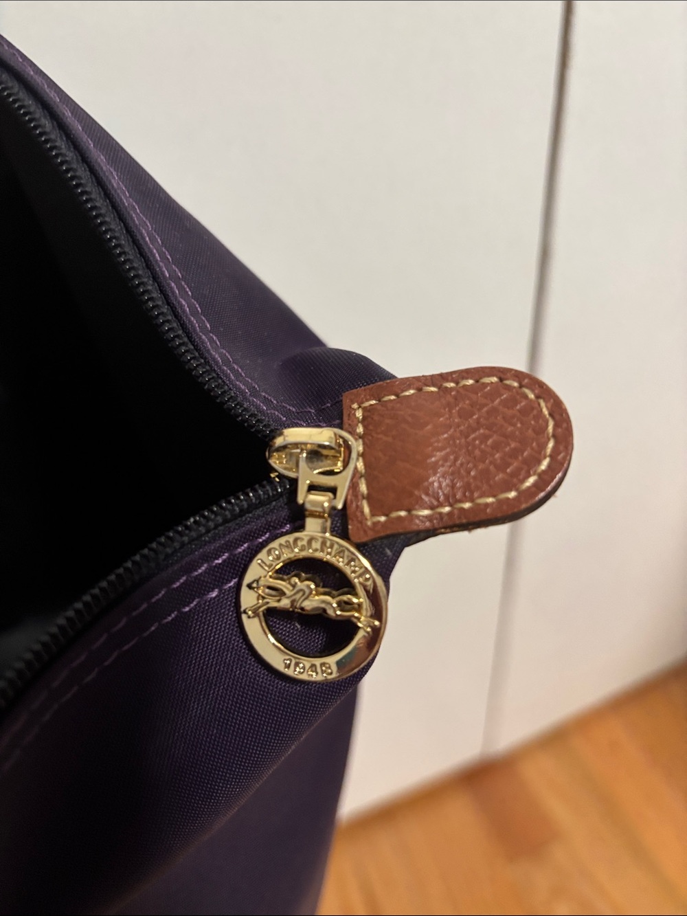 Authentic Longchamp Purple and Brown Leather Tote - Picture 5 of 8